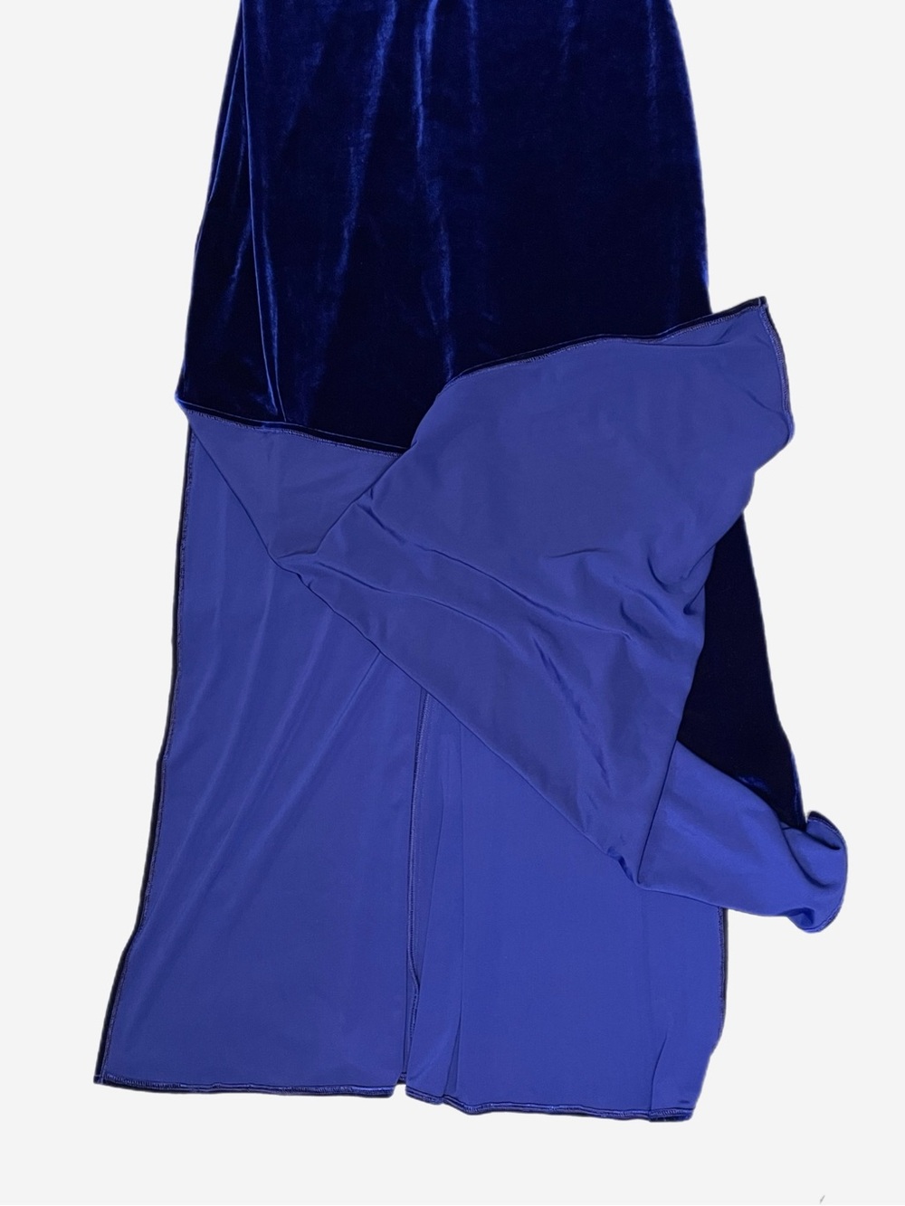 Vintage Y2K Niki Livas Blue velvet cross strap open back maxi gown holiday M/L - Picture 9 of 13
